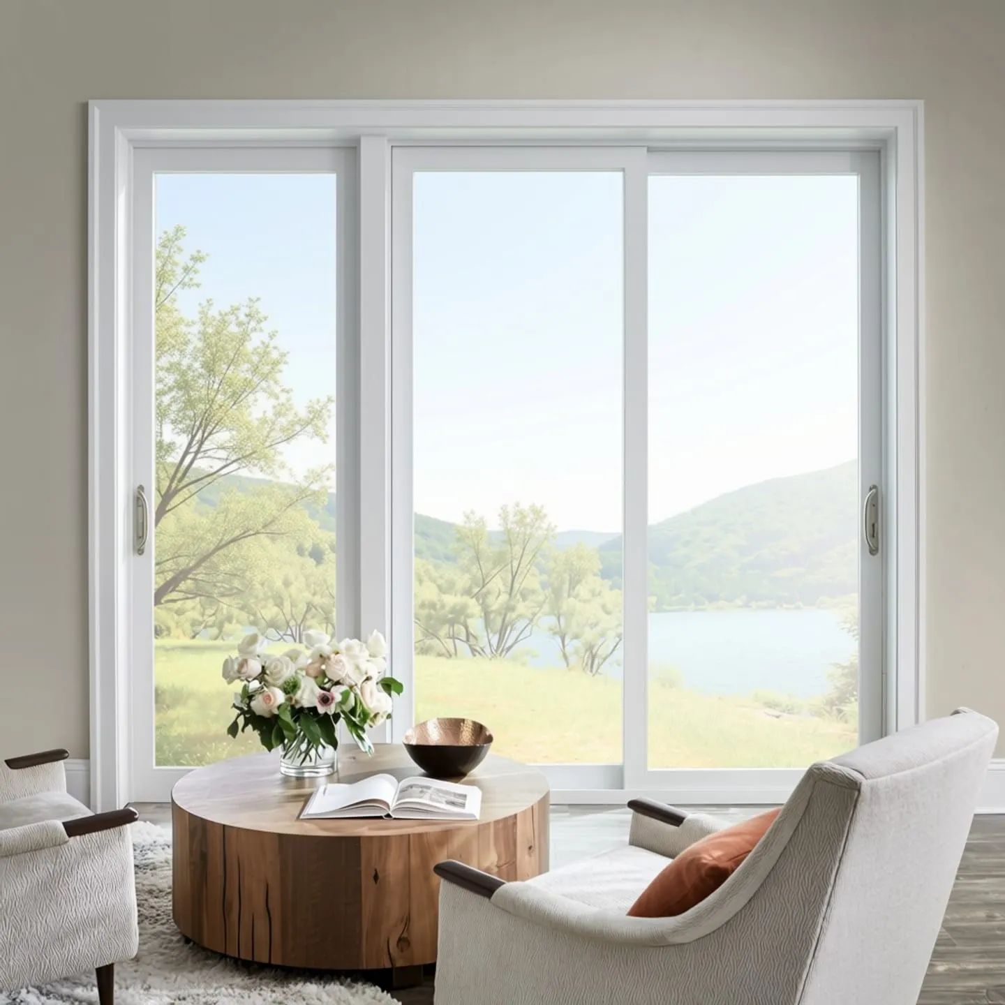 Sliding door with no window treatments