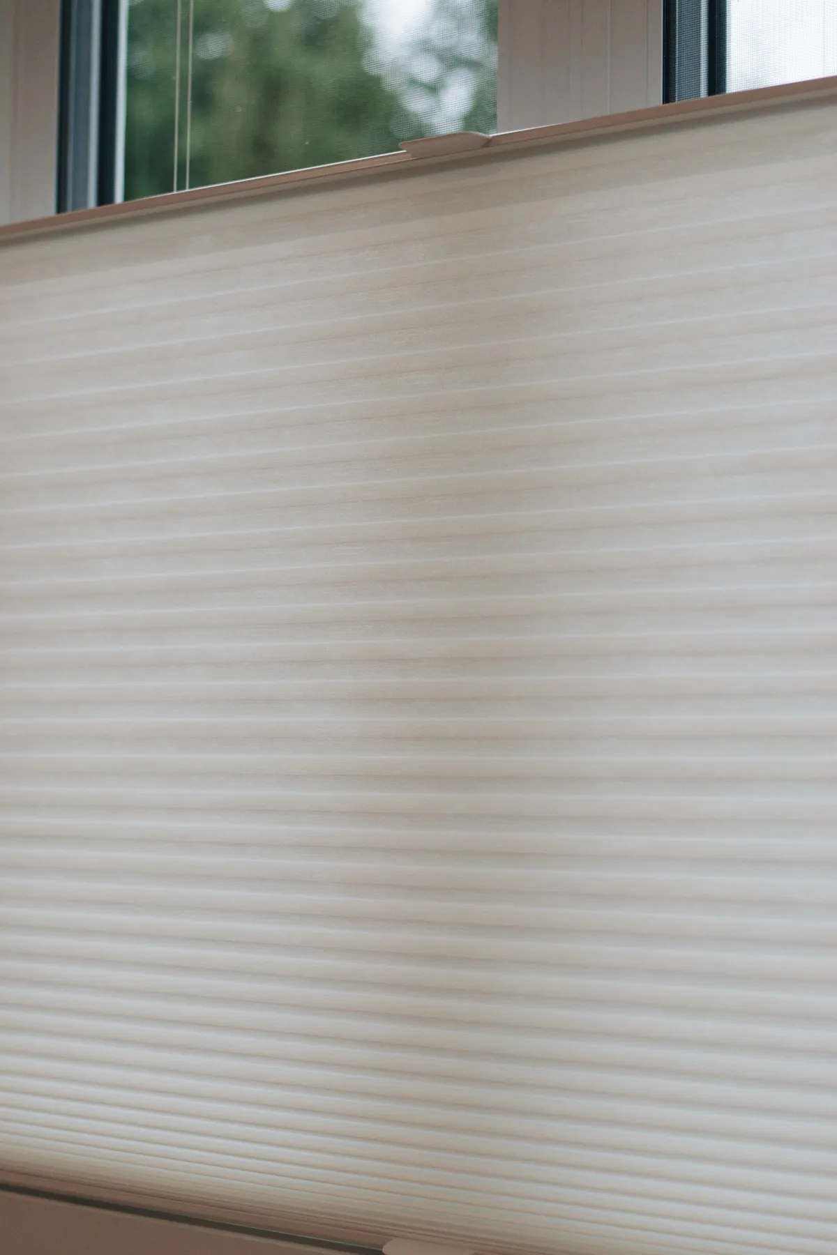Light-filtering cellular shade on a large window