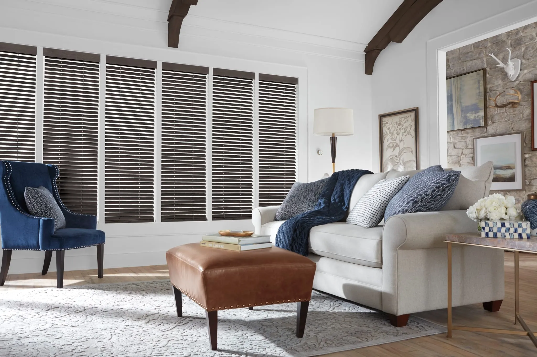 Parkland® real wood blinds in a living room