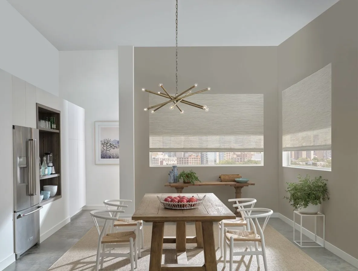 The same room with Provenance® woven wood shades