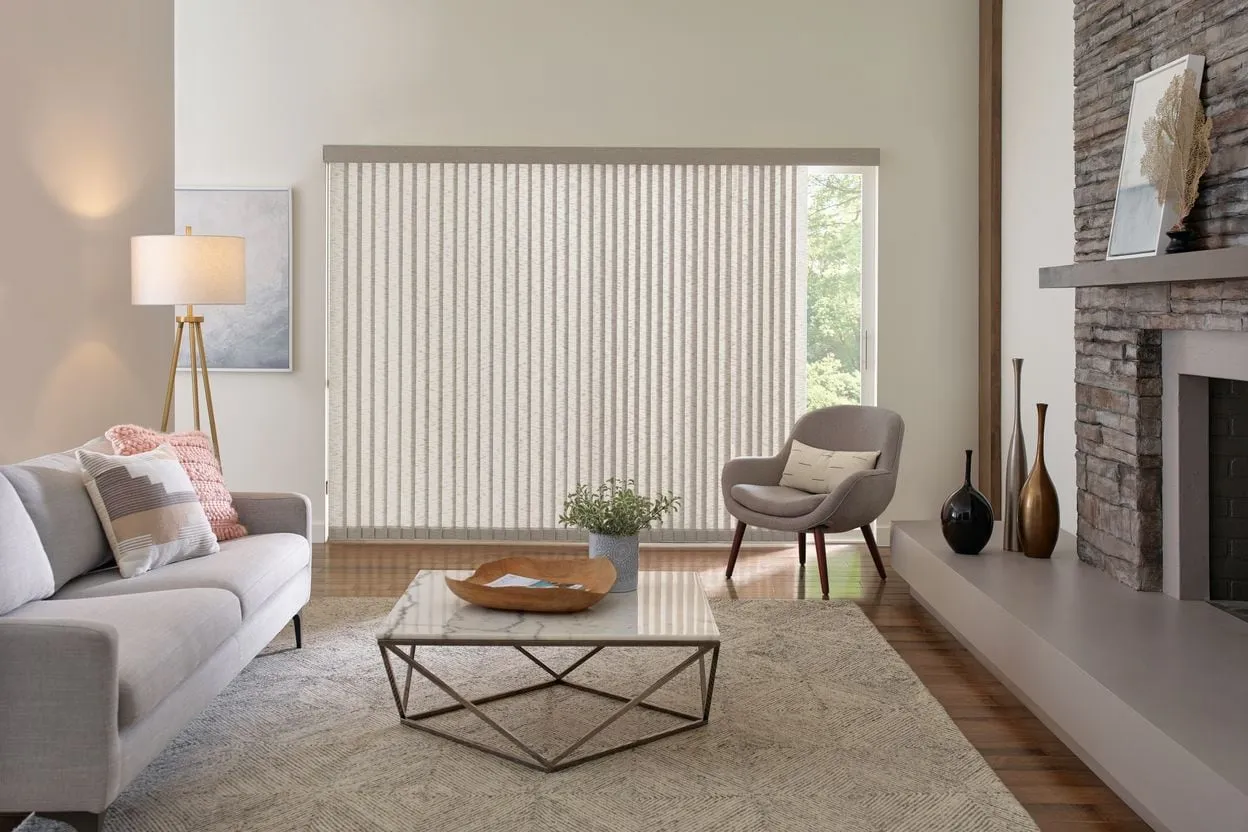 The same room with vertical blinds